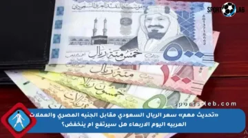 «تحديث مهم» سعر الريال السعودي مقابل الجنيه المصري والعملات العربية اليوم الأربعاء هل سيرتفع أم ينخفض؟